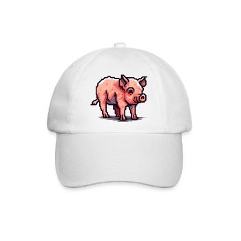Minimalistisches schönes kleines Schwein - Baseballkappe - Weiß/Weiß - Vorne