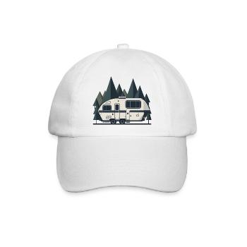 Einfacher Retro-Camper - Baseballkappe - Weiß/Weiß - Vorne