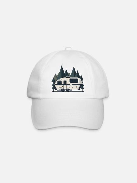 Einfacher Retro-Camper - Baseballkappe - Weiß/Weiß
