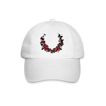 wunderschöner Kranz aus Rosen und Schmetterlinge - Baseballkappe - Weiß/Weiß - Vorne