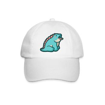 hugadino Mlem Dino, süßer Dinosaurier - Baseballkappe - Weiß/Weiß - Vorne