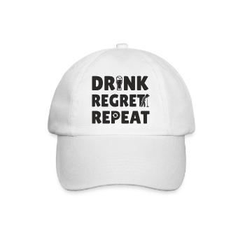 Trinken Sie Reue, wiederholen Sie es. - Baseballkappe - Weiß/Weiß - Vorne