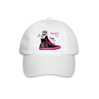 Trendige, stylische Sneaker - Baseballkappe - Weiß/Weiß - Vorne