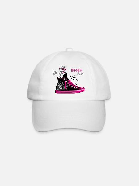 Trendige, stylische Sneaker - Baseballkappe - Weiß/Weiß