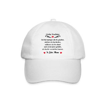 Liebe Tochter Geschenk von Mama - Baseballkappe - Weiß/Weiß - Vorne