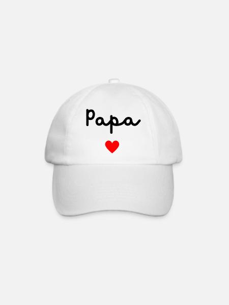 Papa Herz - Baseballkappe - Weiß/Weiß