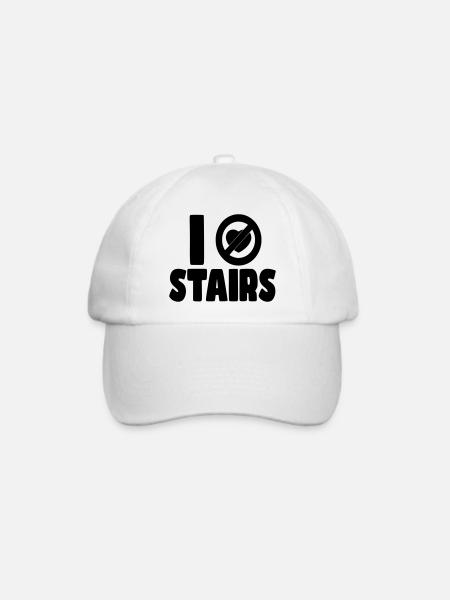 Ich hasse Treppen. Ich hasse Treppen. Humor im Rollstuhl * - Baseballkappe - Weiß/Weiß