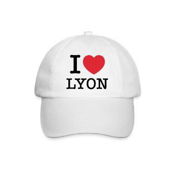 Ich liebe Lyon | Lyon | I Herz Lyon | Frankreich - Baseballkappe - Weiß/Weiß - Vorne