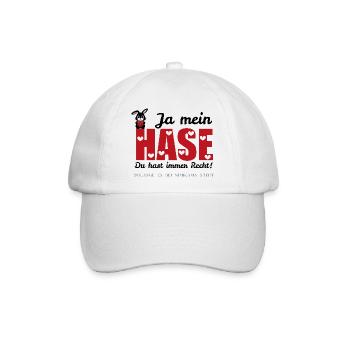 Mimikama Ja mein Hase, du hast immer Recht - Baseballkappe - Weiß/Weiß - Vorne
