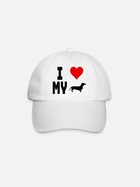 T-Shirt I Love My Dog für Hundefreunde - Baseballkappe - Weiß/Weiß