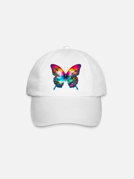 Schmetterling - Baseballkappe - Weiß/Weiß