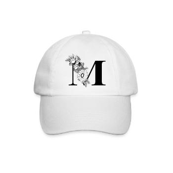 Buchstabe m Blumen schwarz und weiß - Baseballkappe - Weiß/Weiß - Vorne