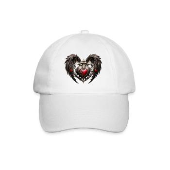 Ein atemberaubendes Gothic-Herz mit eleganten Flügeln - Baseballkappe - Weiß/Weiß - Vorne