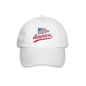 Amerika Flagge - Baseballkappe - Weiß/Weiß - Vorne