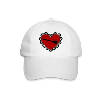 Herz Besen elegant mit Spitzenborte - Baseballkappe - Weiß/Weiß - Vorne