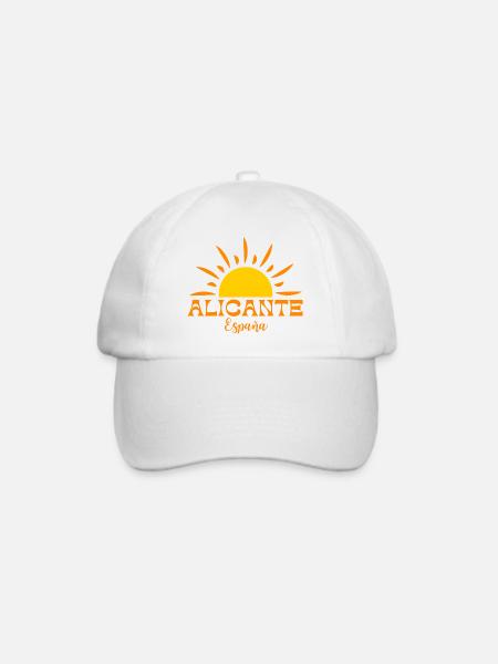 Lebendiger Sunburst Alicante Spanien Design - Baseballkappe - Weiß/Weiß