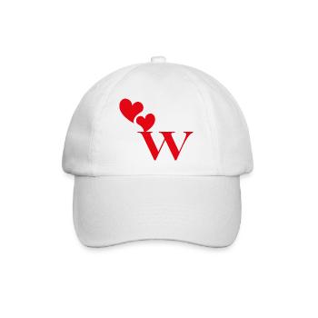 Buchstabe w Rotes Herz - Baseballkappe - Weiß/Weiß - Vorne