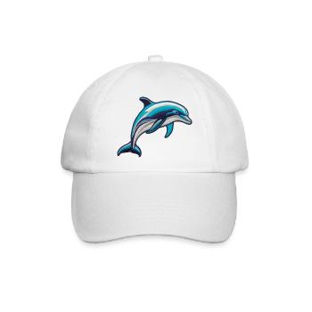 Gestickter Delfin - Baseballkappe - Weiß/Weiß - Vorne