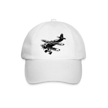 Propeller Flugzeug Grafik - Baseballkappe - Weiß/Weiß - Vorne