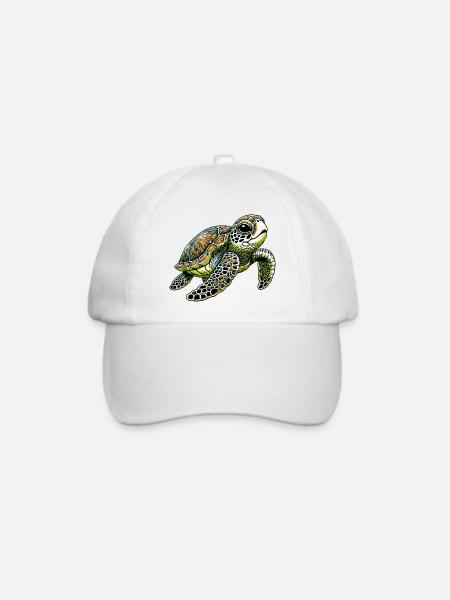 Schildkröte - Baseballkappe - Weiß/Weiß