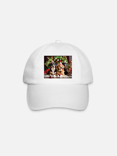 Weihnachtliche Hunde - Baseballkappe - Weiß/Weiß