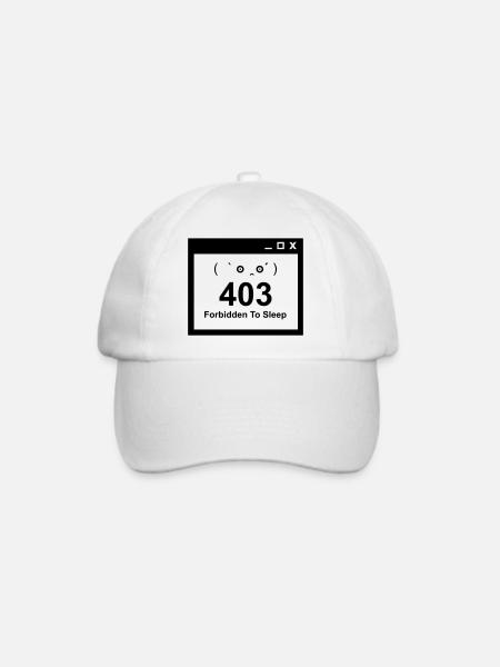 403 Forbidden to Sleep - Nerd Baby Design - Baseballkappe - Weiß/Weiß