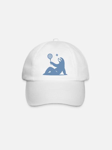 Faultier Tennis Tennisspieler Ball Horn Silhouette - Baseballkappe - Weiß/Weiß