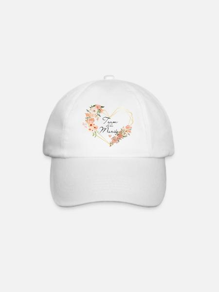 Brautteam Goldenes Herz Blumen - Baseballkappe - Weiß/Weiß