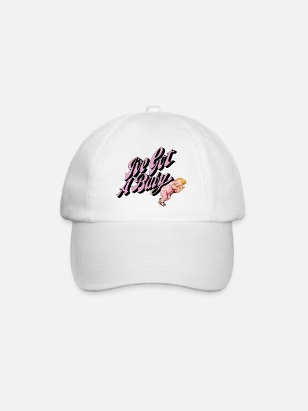 I’ve Got a Baby Retro Style Pink - Baseballkappe - Weiß/Weiß