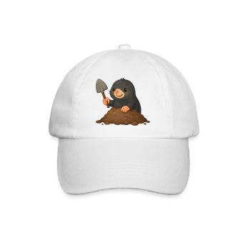 Niedlicher Maulwurf mit Schaufel - Baseballkappe - Weiß/Weiß - Vorne