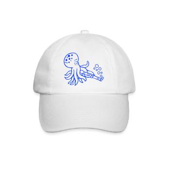 Oktopus Flöte Musik spielen Bläschen unter Wasser - Baseballkappe - Weiß/Weiß - Vorne