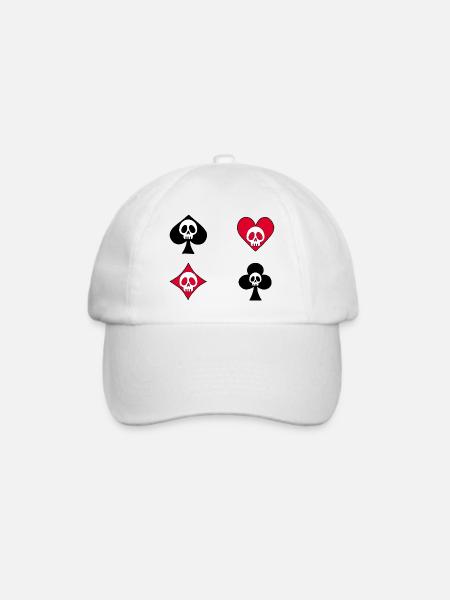 Totenköpfe und Kartenspiel - Baseballkappe - Weiß/Weiß