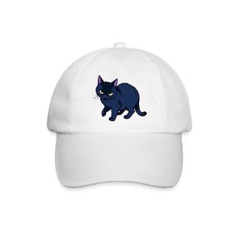 Grimmige schwarze Katze - Baseballkappe - Weiß/Weiß - Vorne