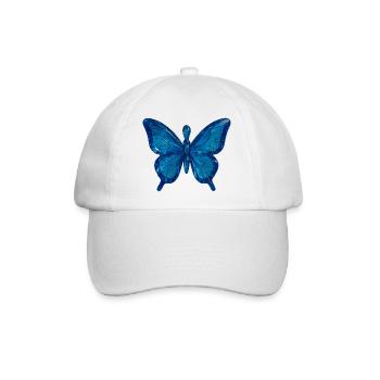Blauer Schmetterling im glasklaren Design - Baseballkappe - Weiß/Weiß - Vorne