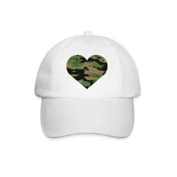 Camouflage Herz Design - Baseballkappe - Weiß/Weiß - Vorne