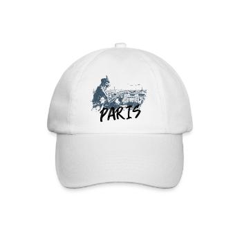 Paris mit dem Wasserspeier von Notre Dame - Baseballkappe - Weiß/Weiß - Vorne