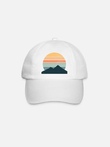 Minimalistischer Sonnenuntergang in den Bergen - Baseballkappe - Weiß/Weiß