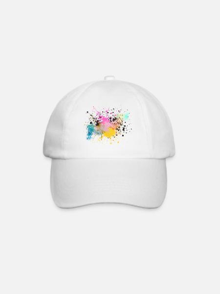Farbenfrohe Farbspritz-Design - Baseballkappe - Weiß/Weiß