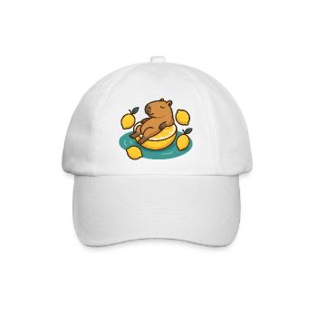 Chillendes Capybara auf Zitrone Cartoon - Baseballkappe - Weiß/Weiß - Vorne