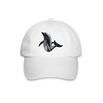 Delfin im Nachtlicht Silhouettenkunst - Baseballkappe - Weiß/Weiß - Vorne