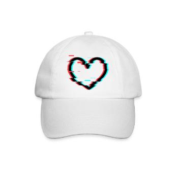 Herz Glitch - Baseballkappe - Weiß/Weiß - Vorne
