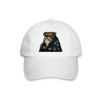 Bulldogge Zauberer mit Bart und Stern Robe Kunst - Baseballkappe - Weiß/Weiß - Vorne