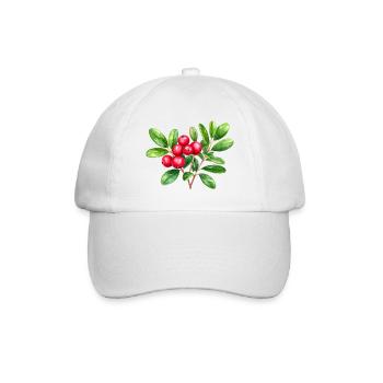 Preiselbeere – botanisches Aquarell - Baseballkappe - Weiß/Weiß - Vorne