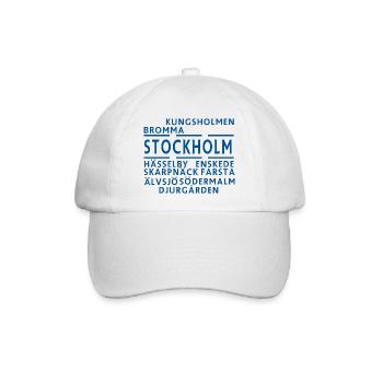 Stockholms Stadtteile im grafischen Stil - Baseballkappe - Weiß/Weiß - Vorne