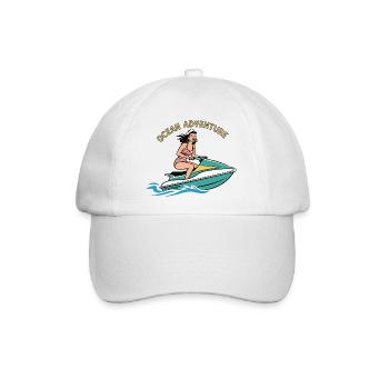 Pin-up-Mädchen auf Jetski - Baseballkappe - Weiß/Weiß - Vorne