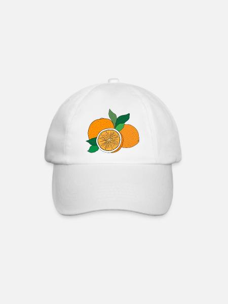 orangefarbener Druck - Baseballkappe - Weiß/Weiß