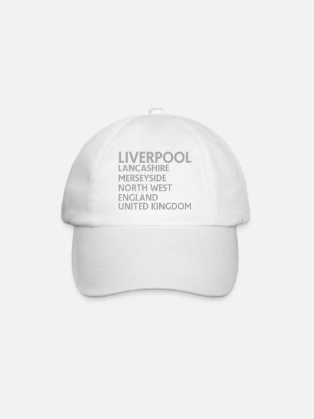 Liverpool – England Textdesign - Baseballkappe - Weiß/Weiß