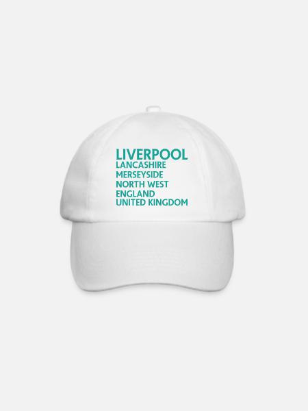 Liverpool – England Textdesign - Baseballkappe - Weiß/Weiß