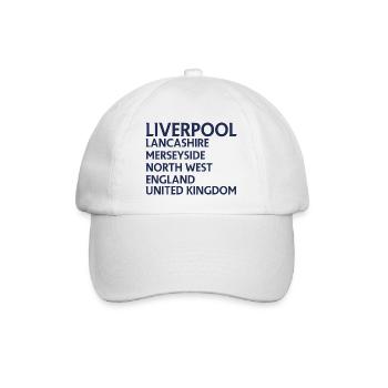 Liverpool – England Textdesign - Baseballkappe - Weiß/Weiß - Vorne