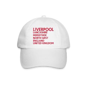 Liverpool – England Textdesign - Baseballkappe - Weiß/Weiß - Vorne